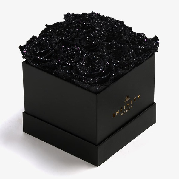 9 Preserved Galaxy Roses in Black Box infinity Roses