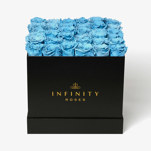 36 Royal Blue Preserved Roses in Black Box Infinity Roses